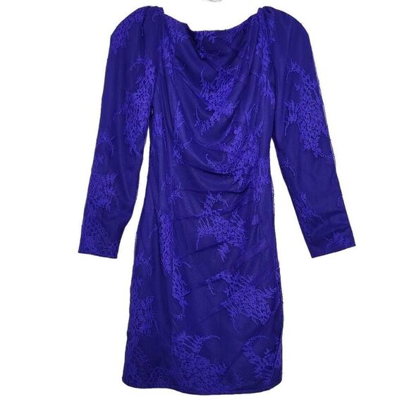 REVOLVE X by NBD Bruna Violet Ruched Lace Long Sleeve Mini Dress Size Small - Picture 9 of 12